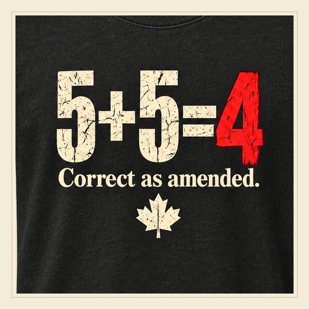 Close-up print detail of the 5+5=4 Peace Tower t-shirt
