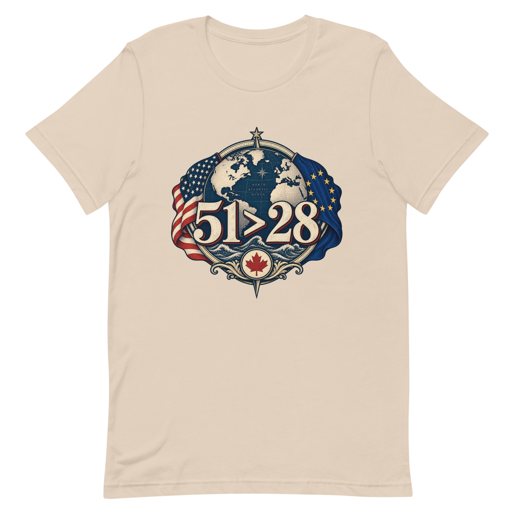 T-shirt crème 51 > 28, sur fond transparent