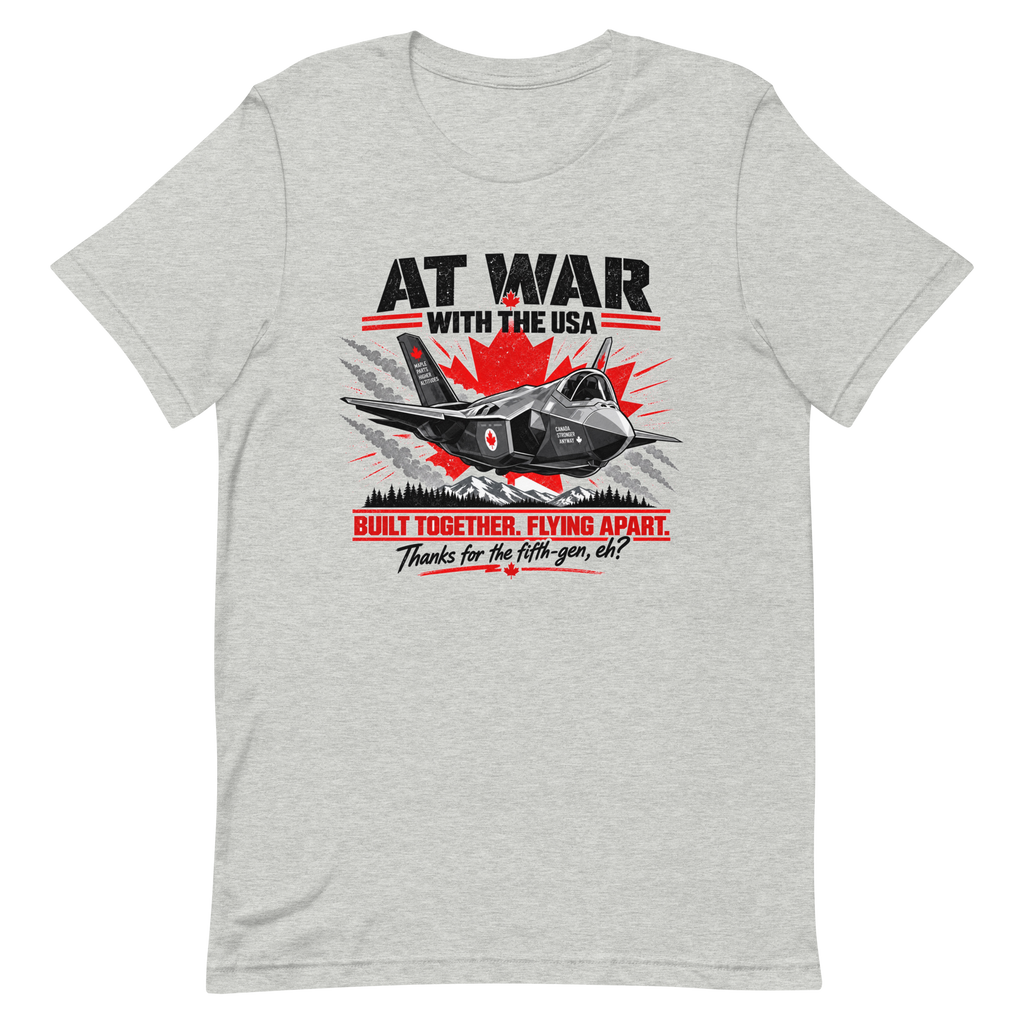 T-shirt gris At War with the USA, sur fond transparent