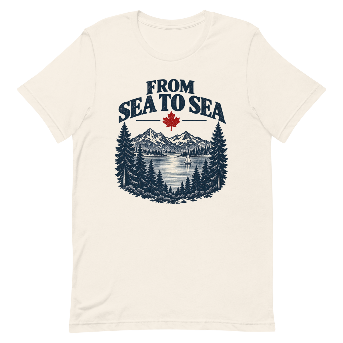 Motif From Sea to Sea sur un t-shirt Bella + Canvas 3001 blanc vintage, aperçu du devant fourni par Printful