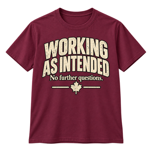 Working As Intended maroon Peace Tower t-shirt