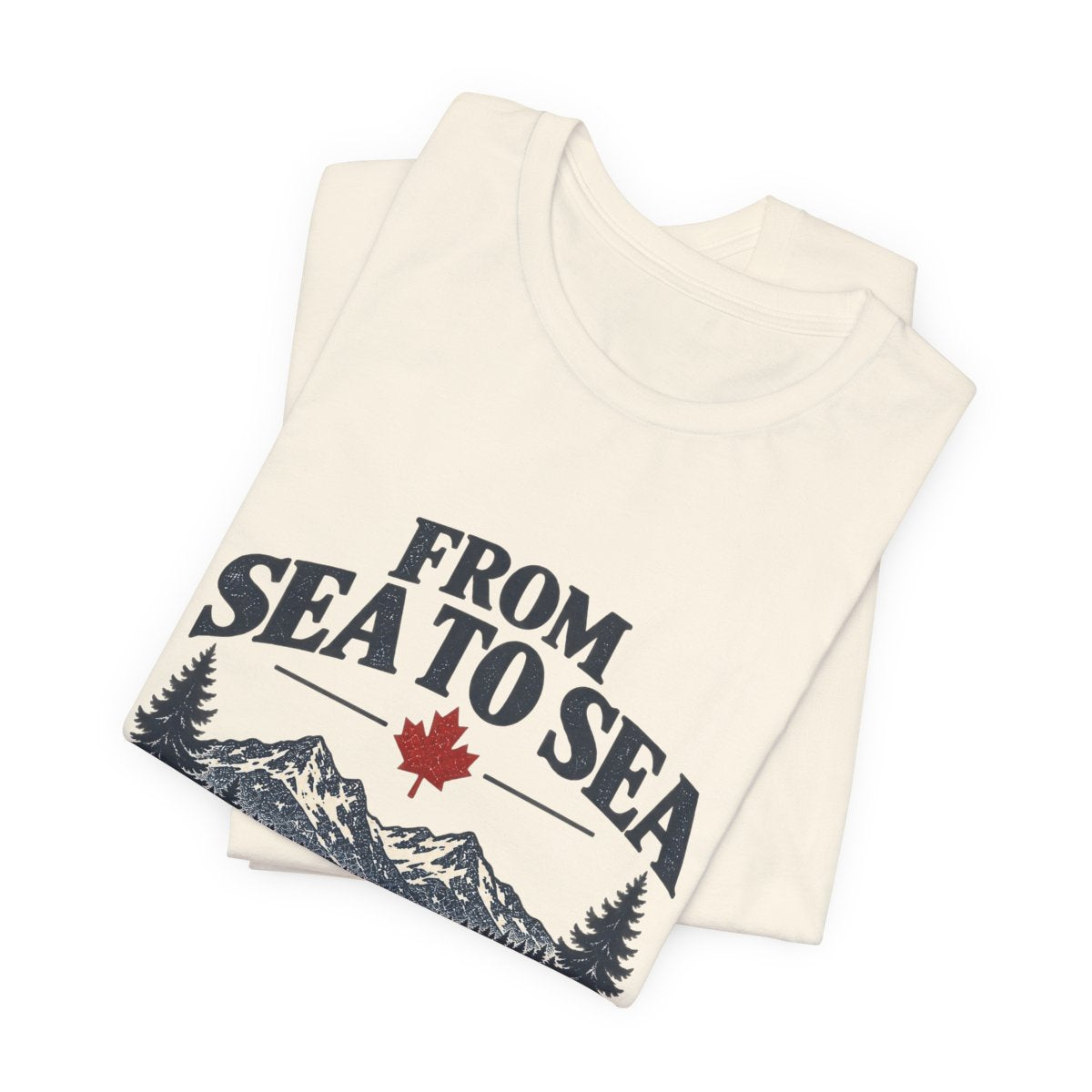 From Sea to Sea Natural T-shirt, folded detail, exact Printify supplier mockup.
