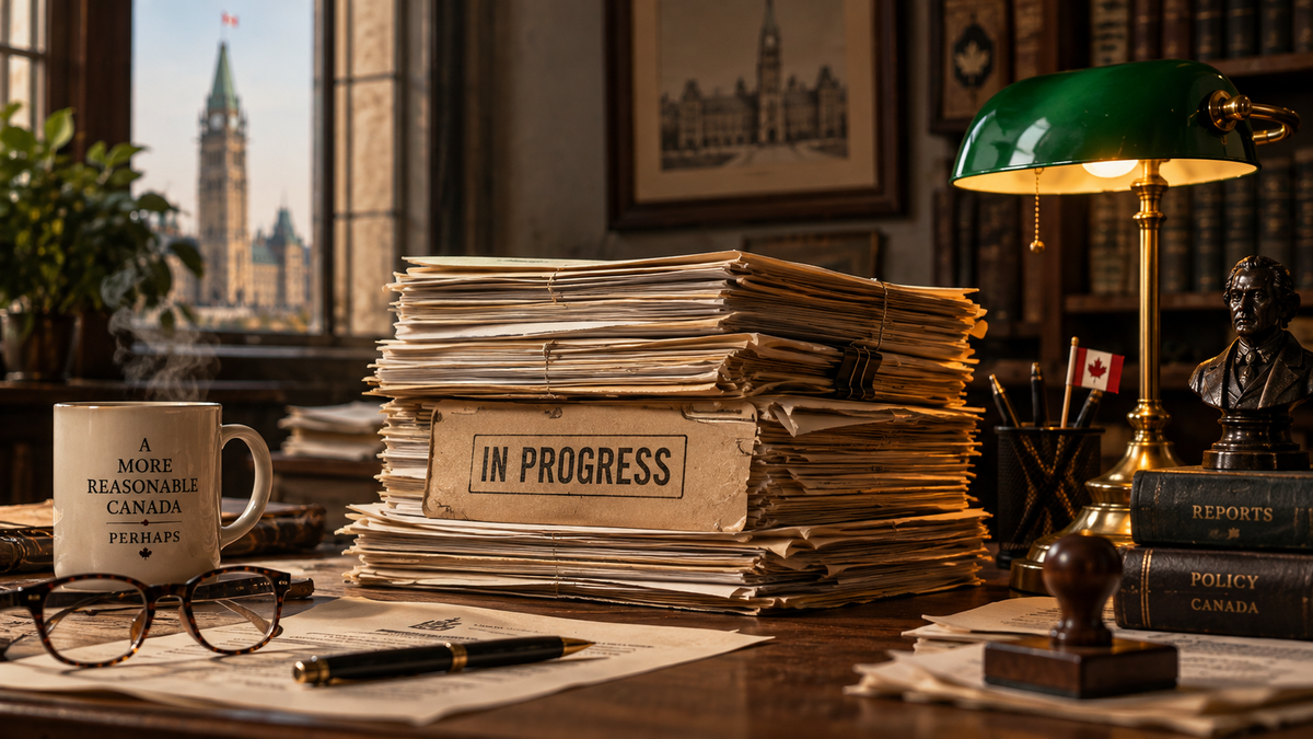 Public Service desk with paperwork in progress